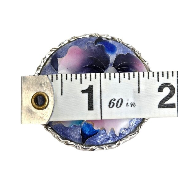 VTG BASSE-TAILLE‎ Art Glass Hand Made Flower Purple Orchid Pendant Brooch - Picture 5 of 6